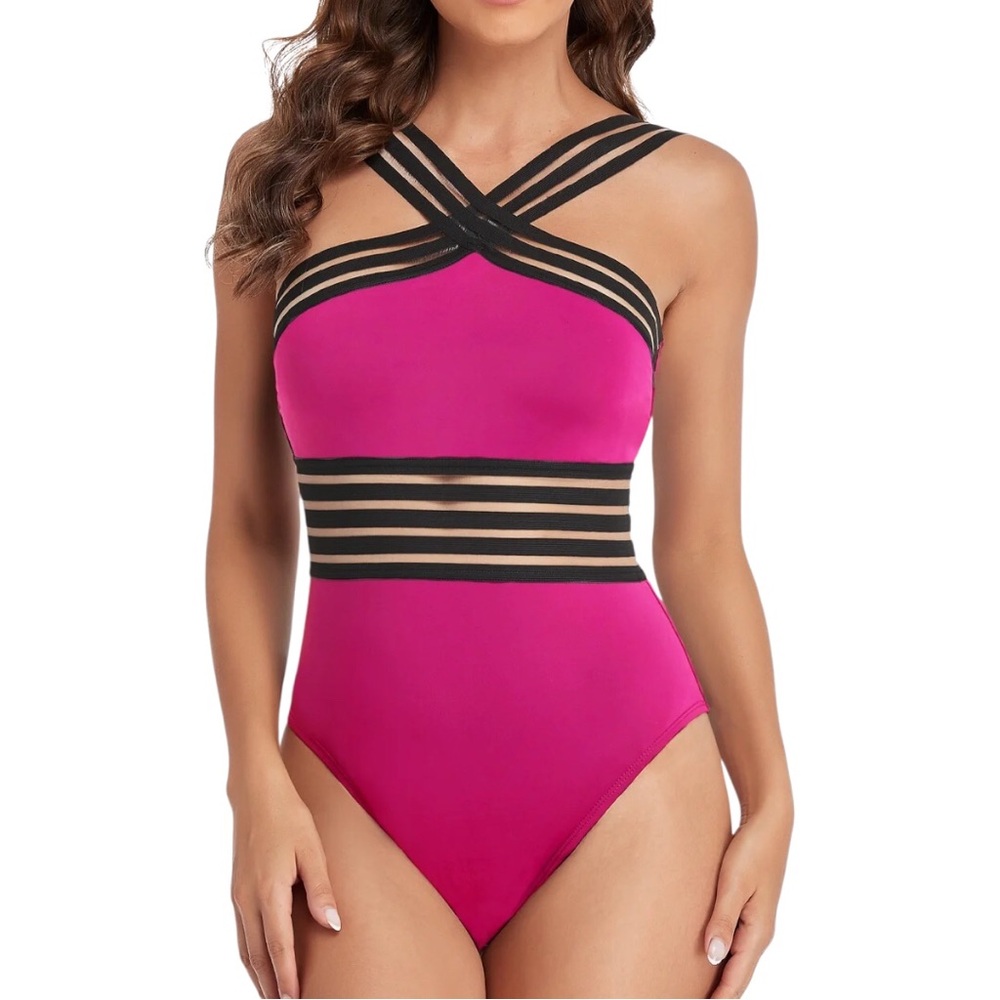 Hilor women's one-piece front crossover swimsuit - Picture 3 of 8